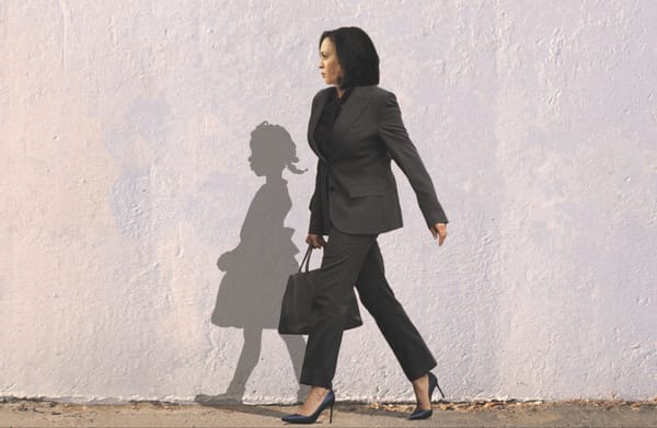 image by groeller, kamala harris and her shadow is ruby bridges